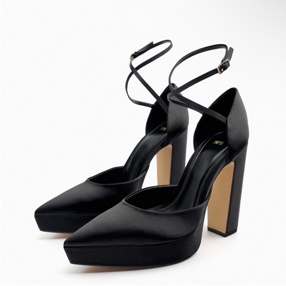 Zara Satin Platform Heels